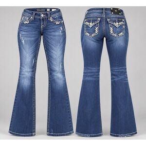 Miss Me  Boot Jeans Women's 26x33 dark Embellished Rhinestone studded Y2K
